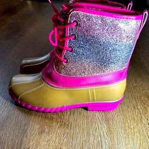 size 4 Pink Sparkly Rain Boots